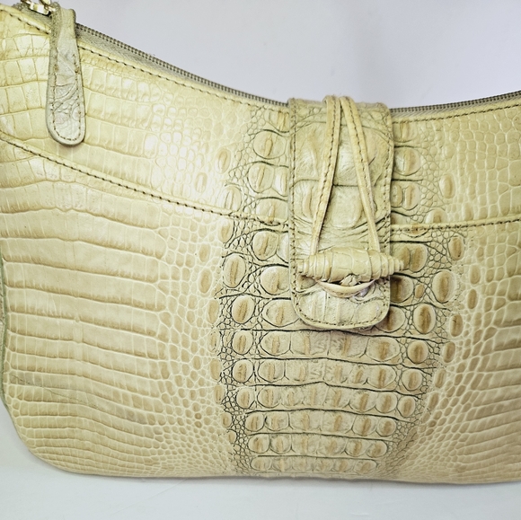 Vintage Brahmin Isabelle Toggle Ivory Cream Crocodile Leather Shoulder Bag Purse - Picture 4 of 16